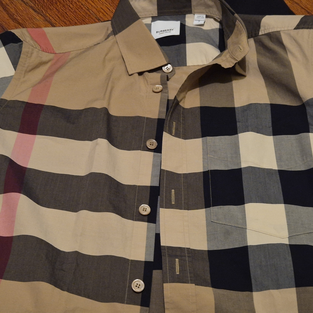 Burberry Men's Checkered Shirt - Beige and Black